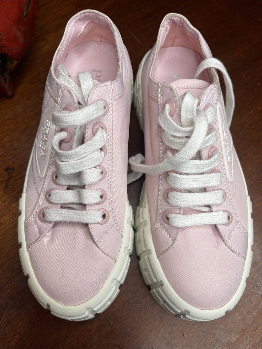 Prada Double Wheel Gabardine Nylon Sneakers Pink SIZE 36 (SKU: 230) 133314047